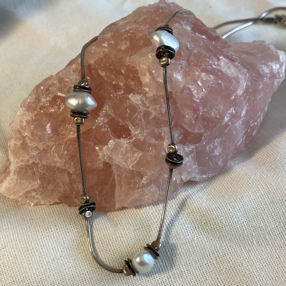 Vintage Sterling Silver and Pearl Necklace.